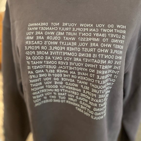 Lunya Lahgo Written Words Gray Crewneck Sweater Size Small - Picture 2 of 6